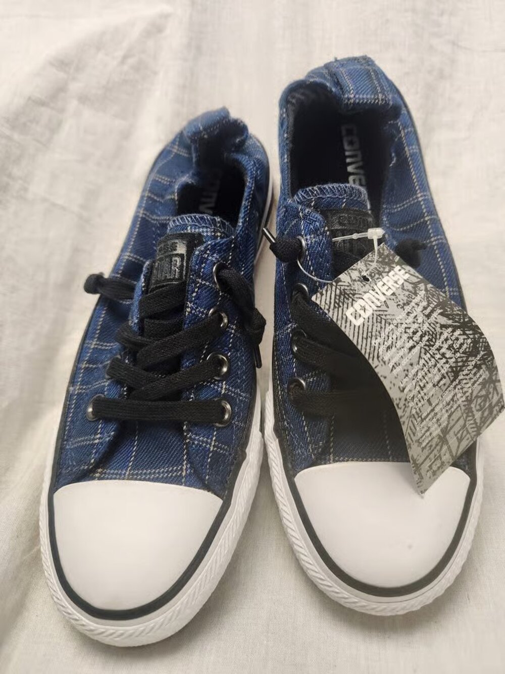 Blue Plaid Slip-on Canvas Sneakers